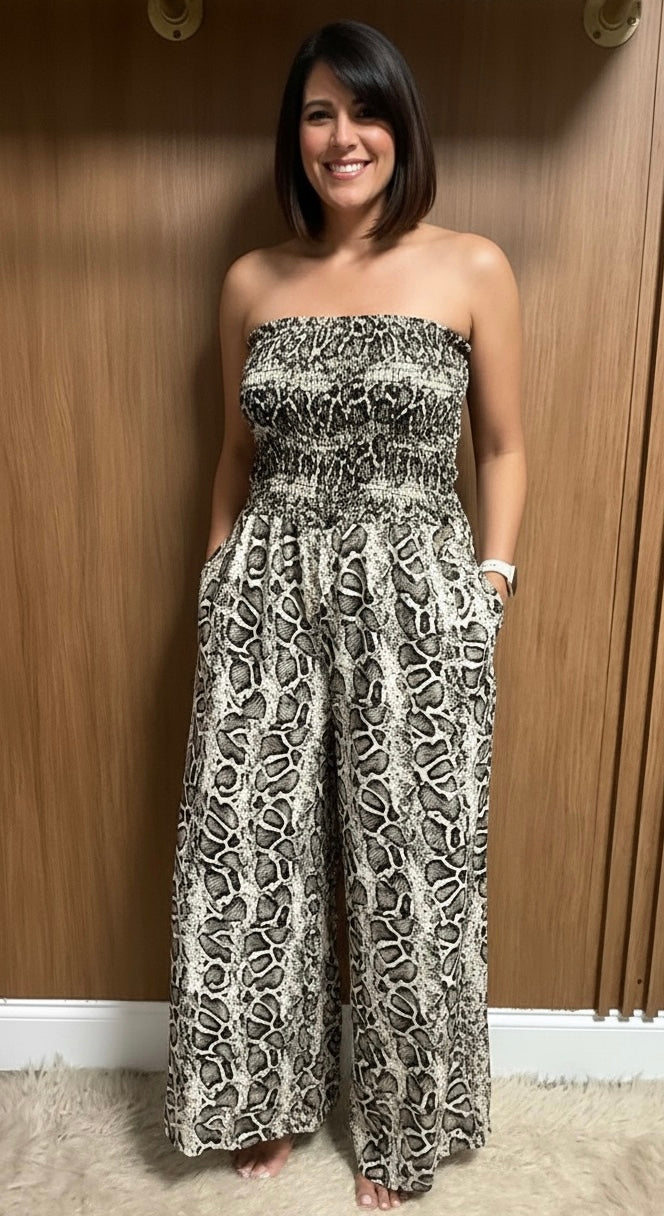Italian Snake Stamped Jumpsuit