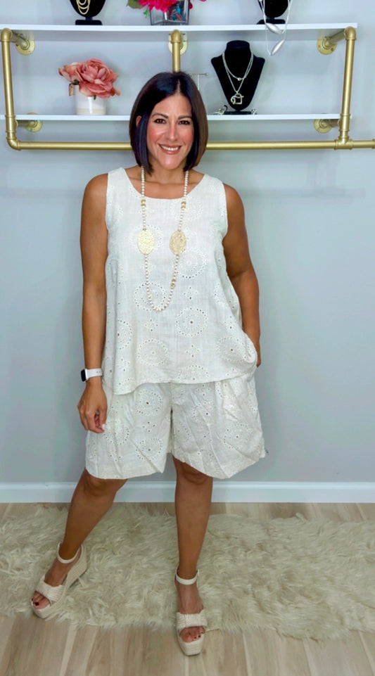 Italian Eyelet Linen Set