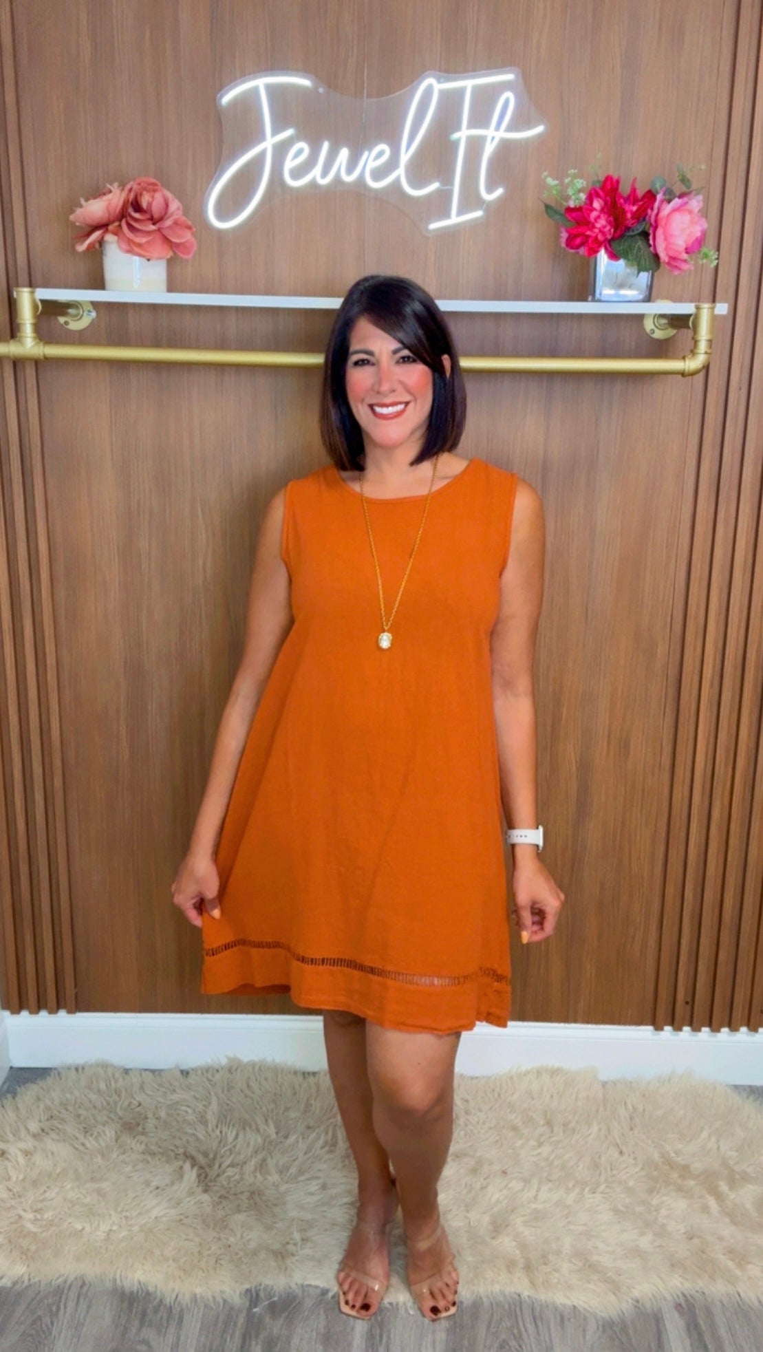 Italian Linen Blend Short Dress