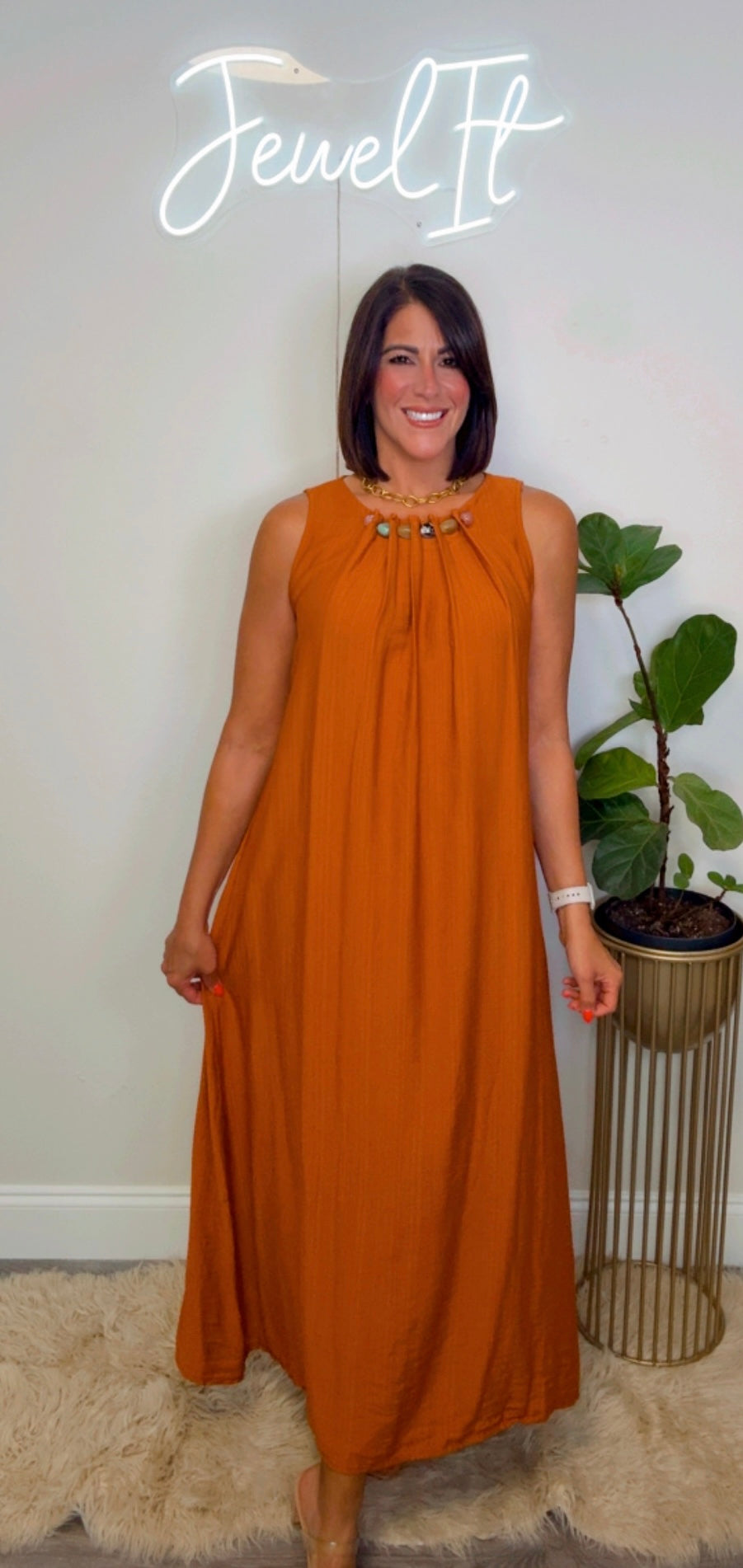 Italian Resin Stone Neck Dress