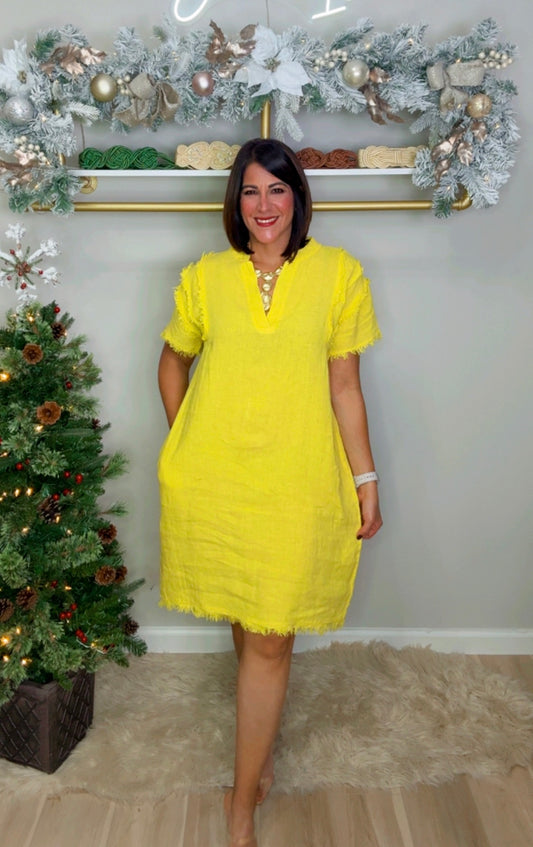 Italian Distressed Linen Dress