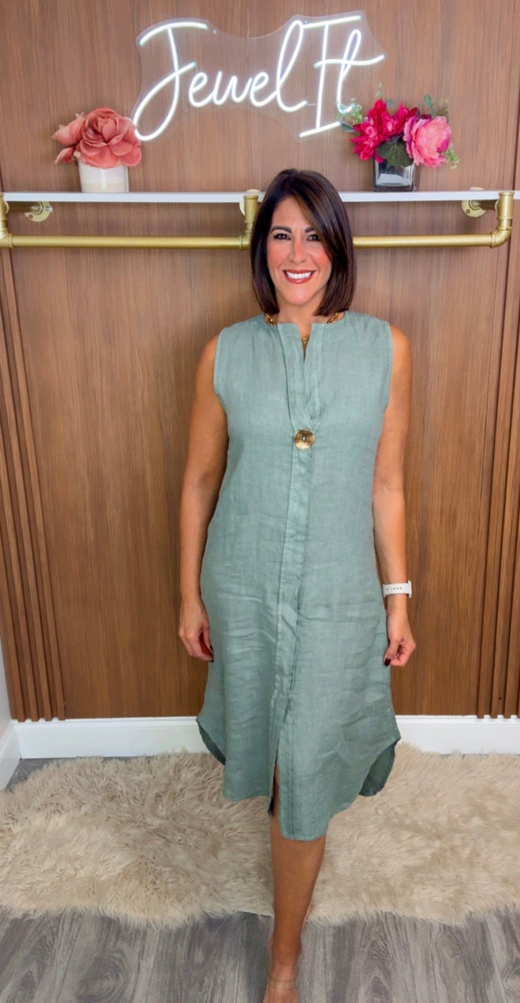 Italian Linen Button Dress