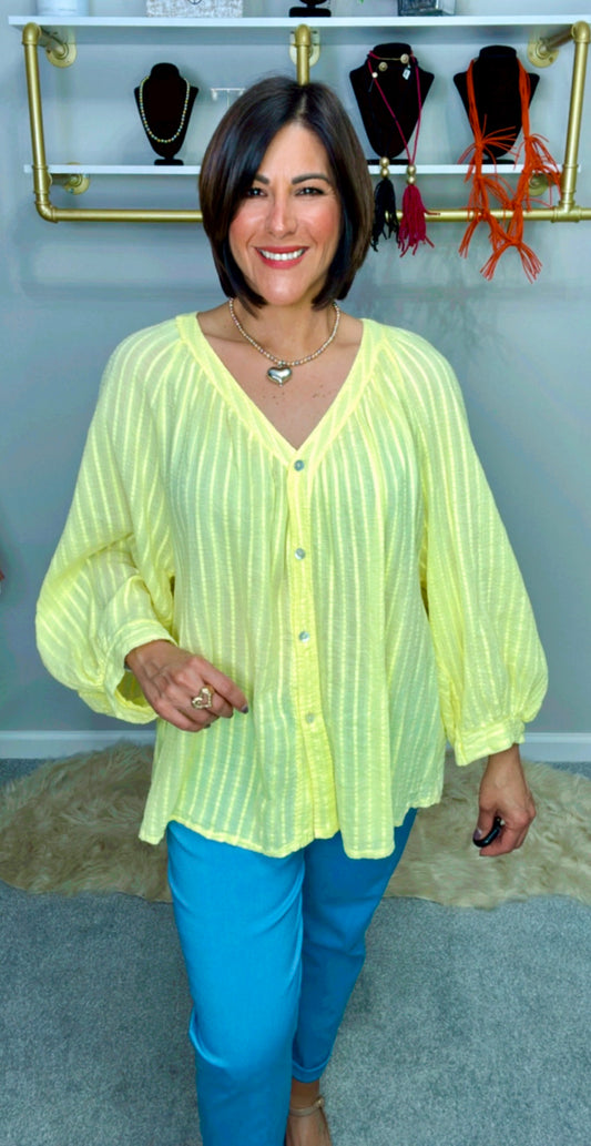 Italian V Neck Flowy Blouse.