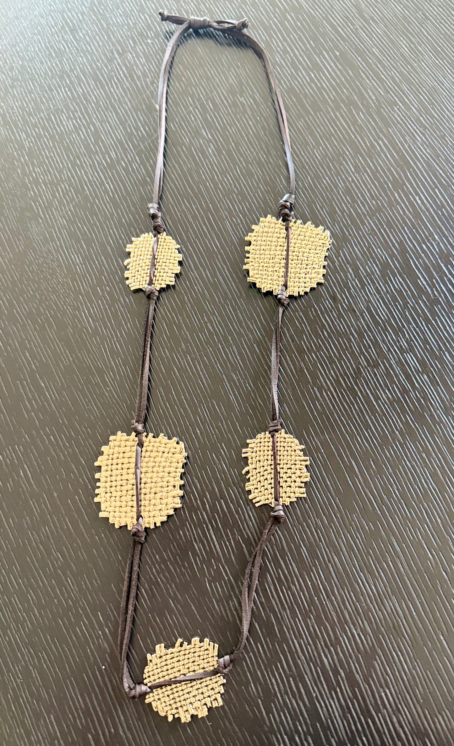 Metal Patches Long Adjustable Necklace