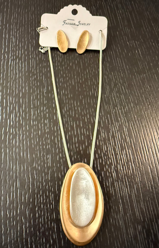 Stainless Steel Two Tone pendant set