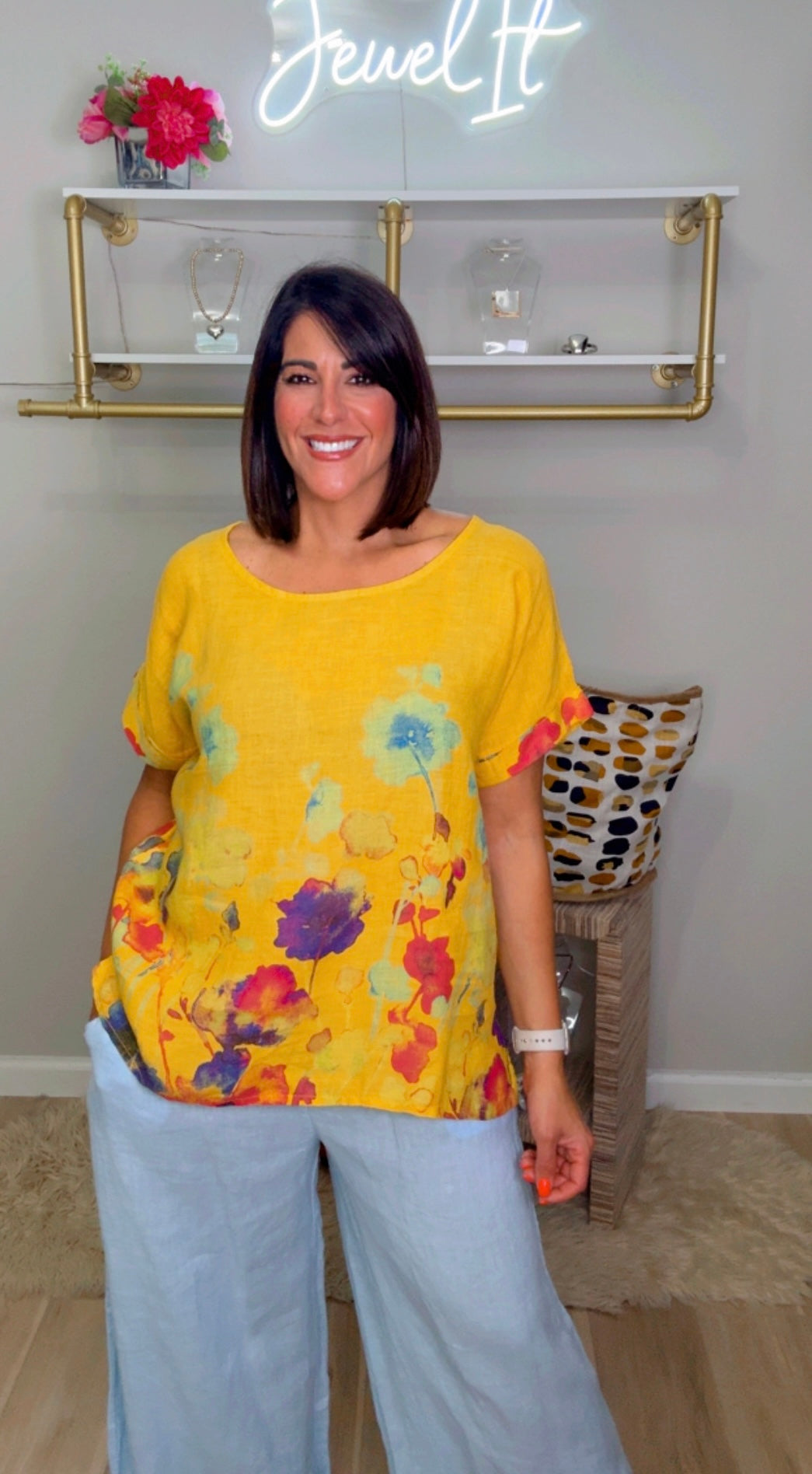 Italian Stamped Linen Blouse