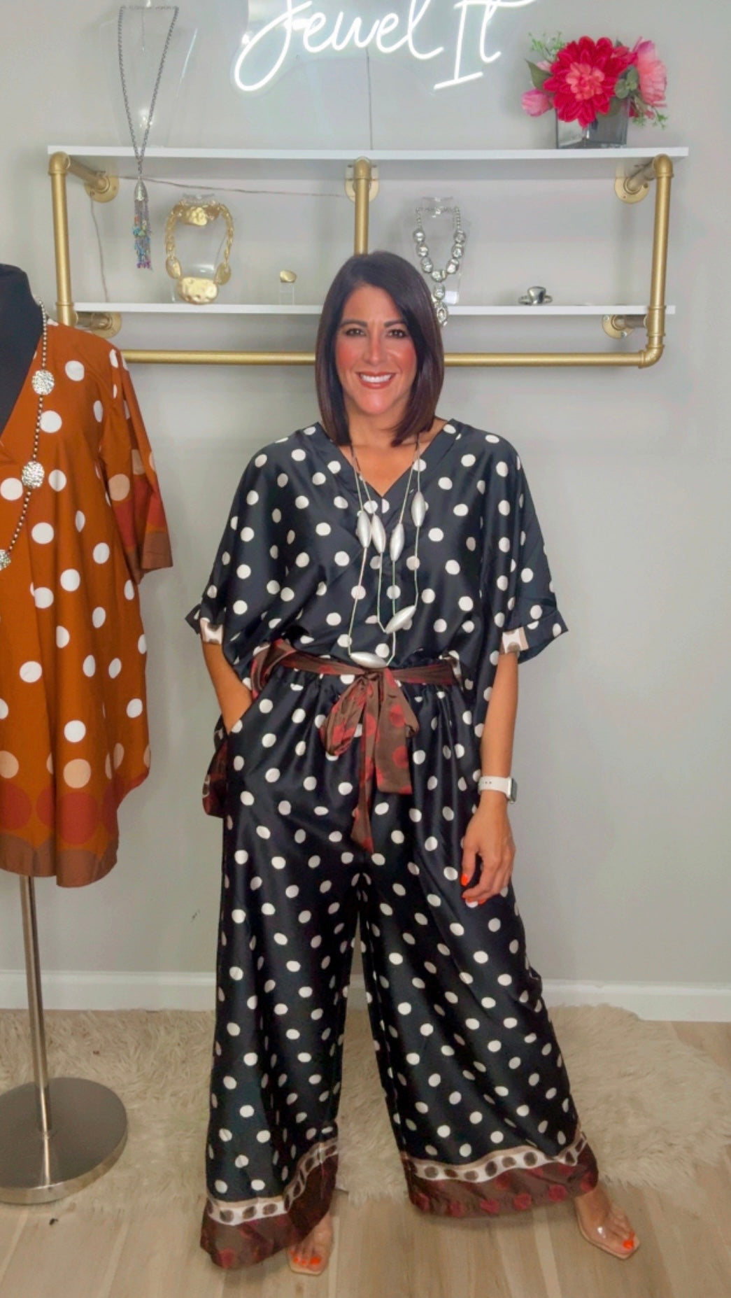 Italian Polka Dots Tunic Pant Set