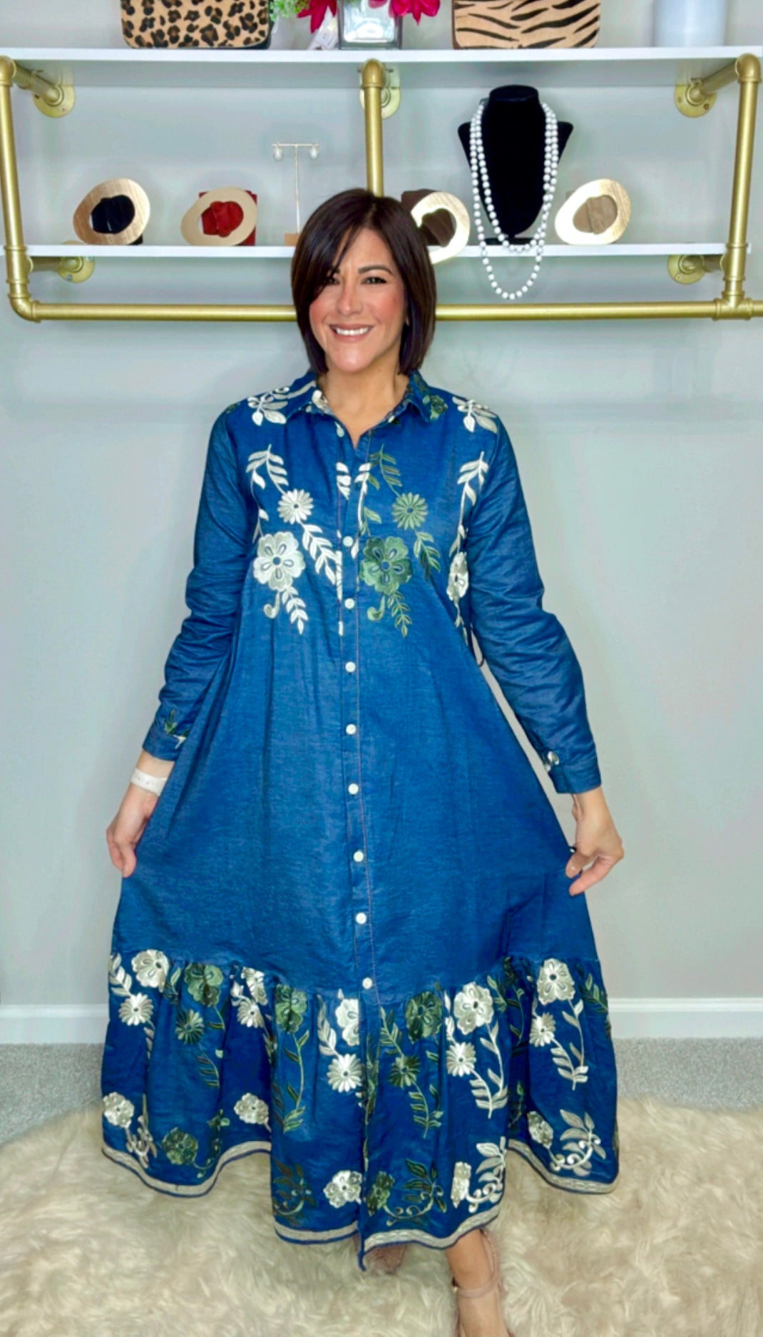 Italian Flower Embroidery Dress