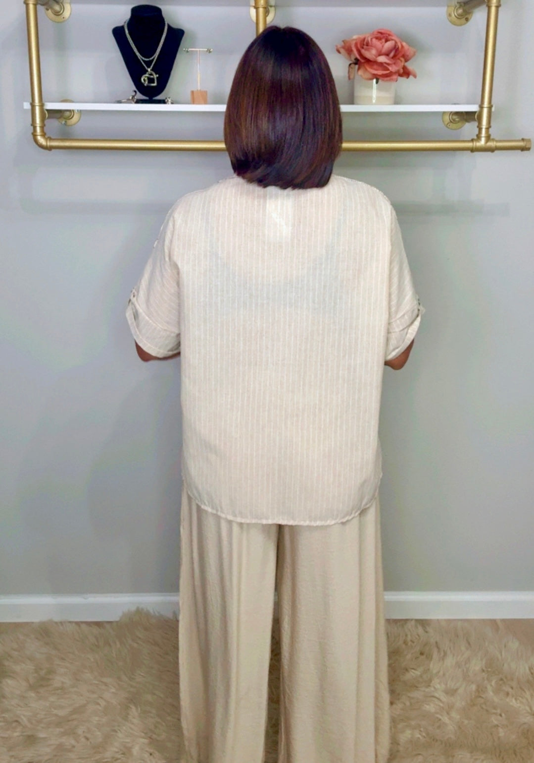 Italian Pinned Stripes Blouse