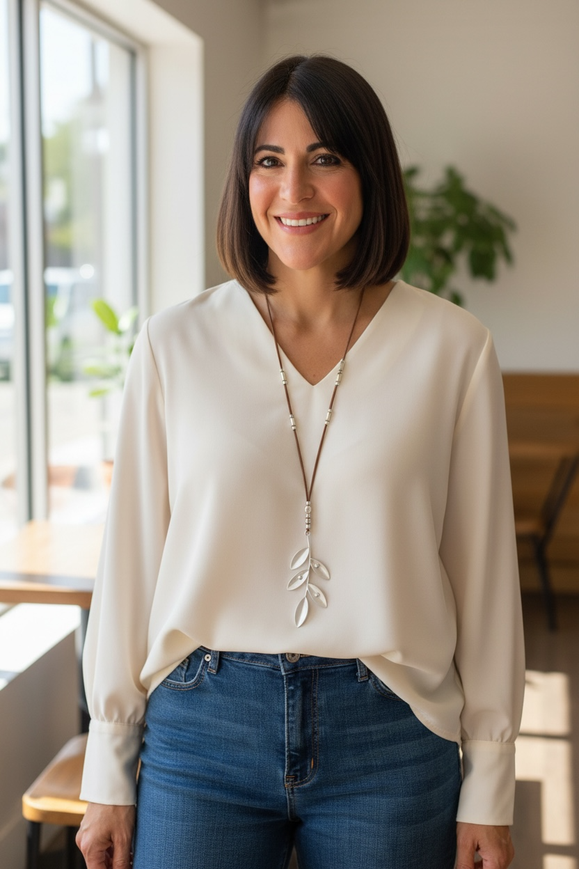 Maria Roig Leaf Zamack Long Necklace