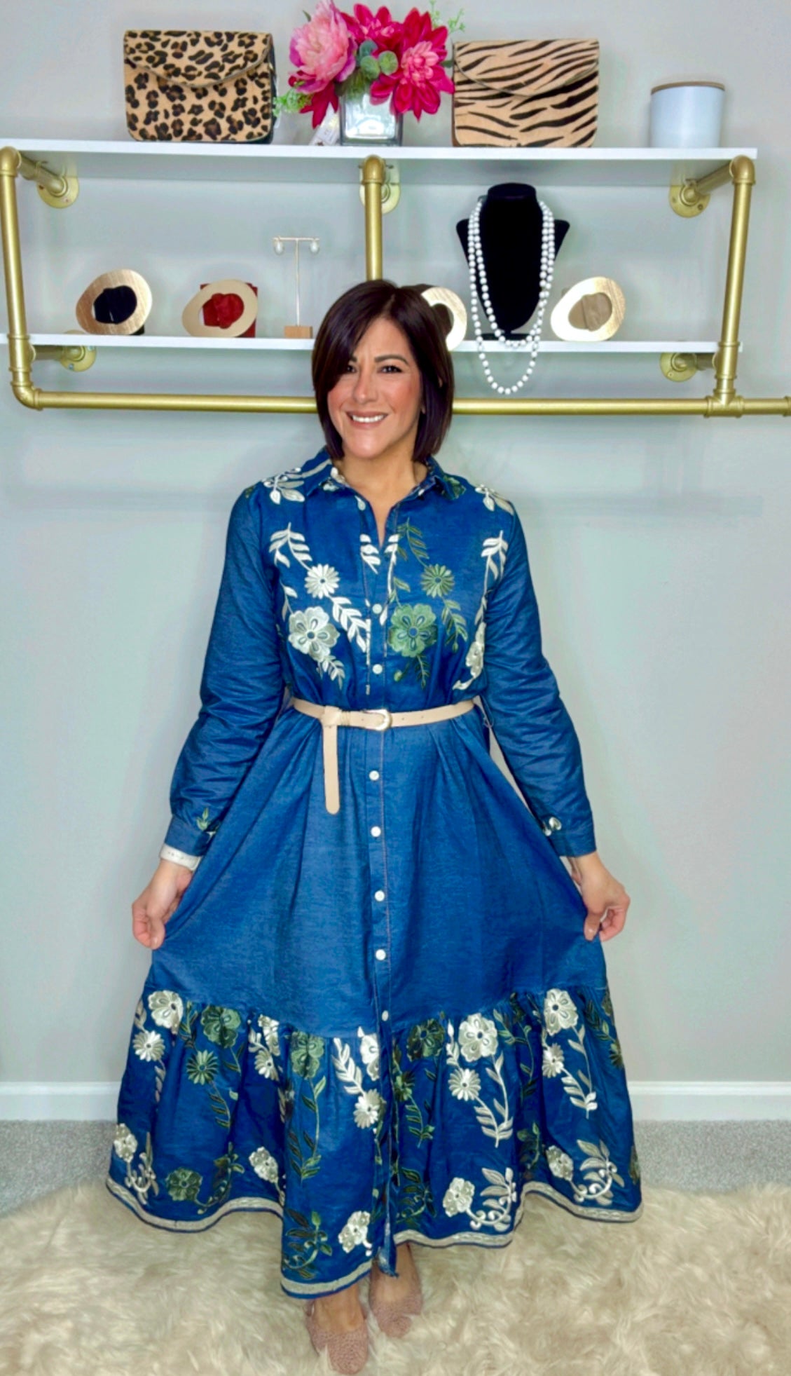 Italian Flower Embroidery Dress