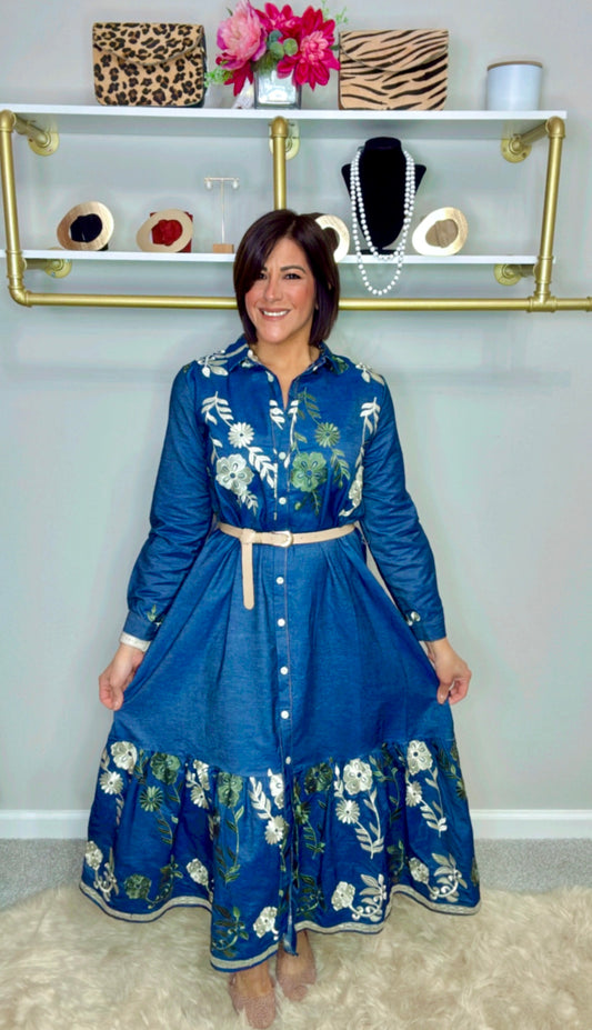 Italian Flower Embroidery Dress
