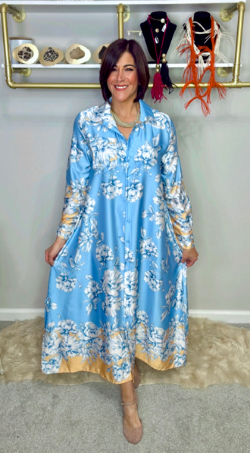 Italian Two Color Flower Dress