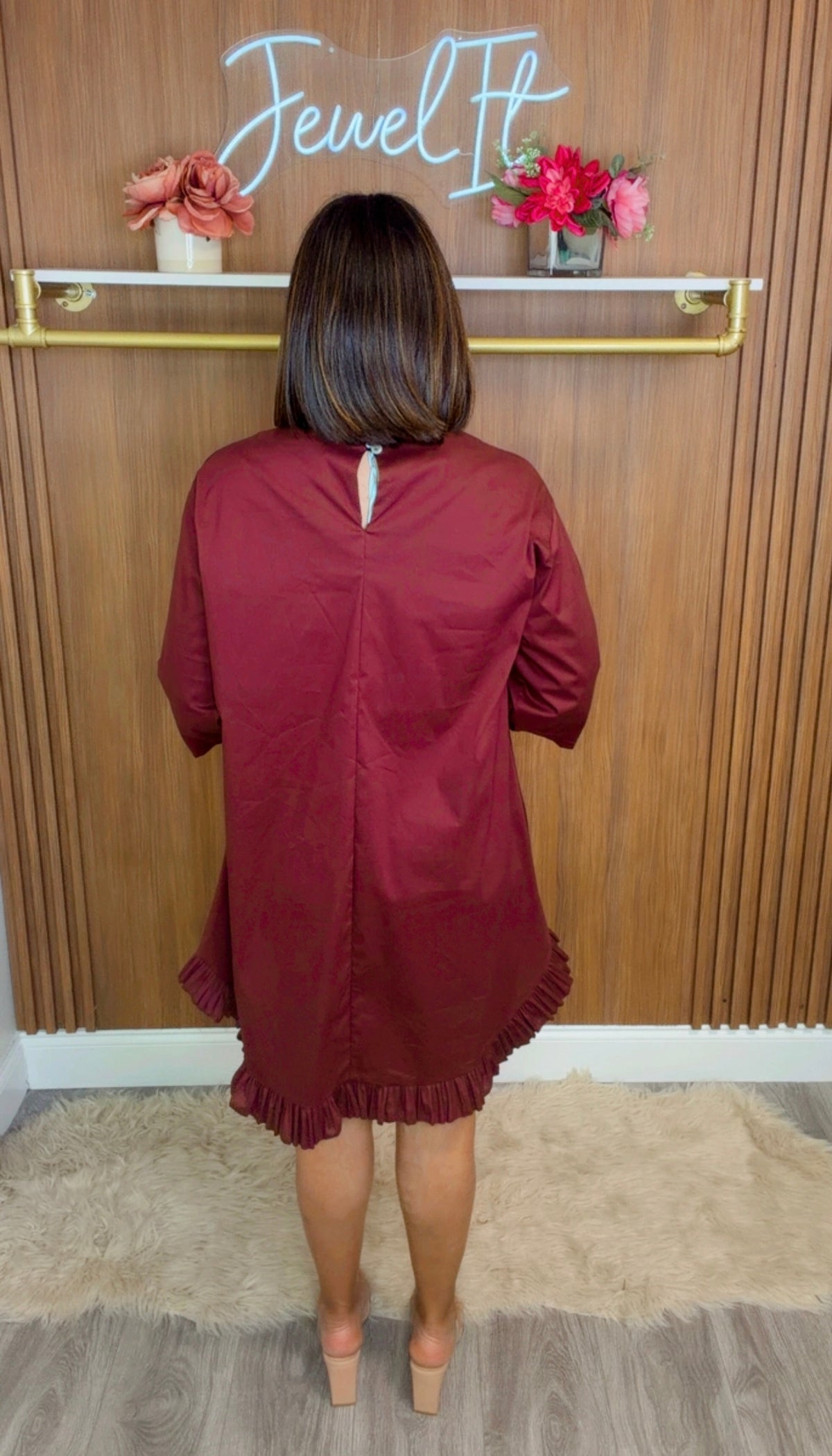 Italian Pleated Hem Short Dress