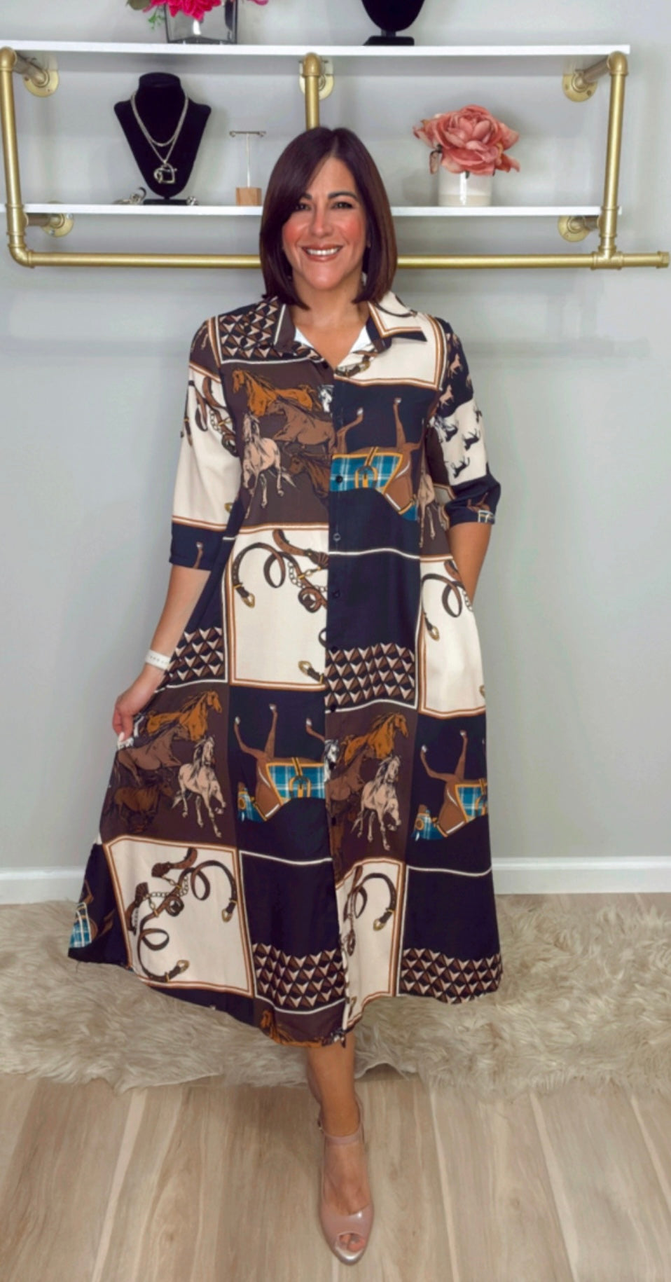 Italian Horses Stamped Dress