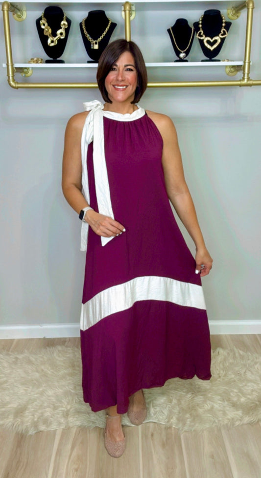 Italian Halter Two Tone Dress
