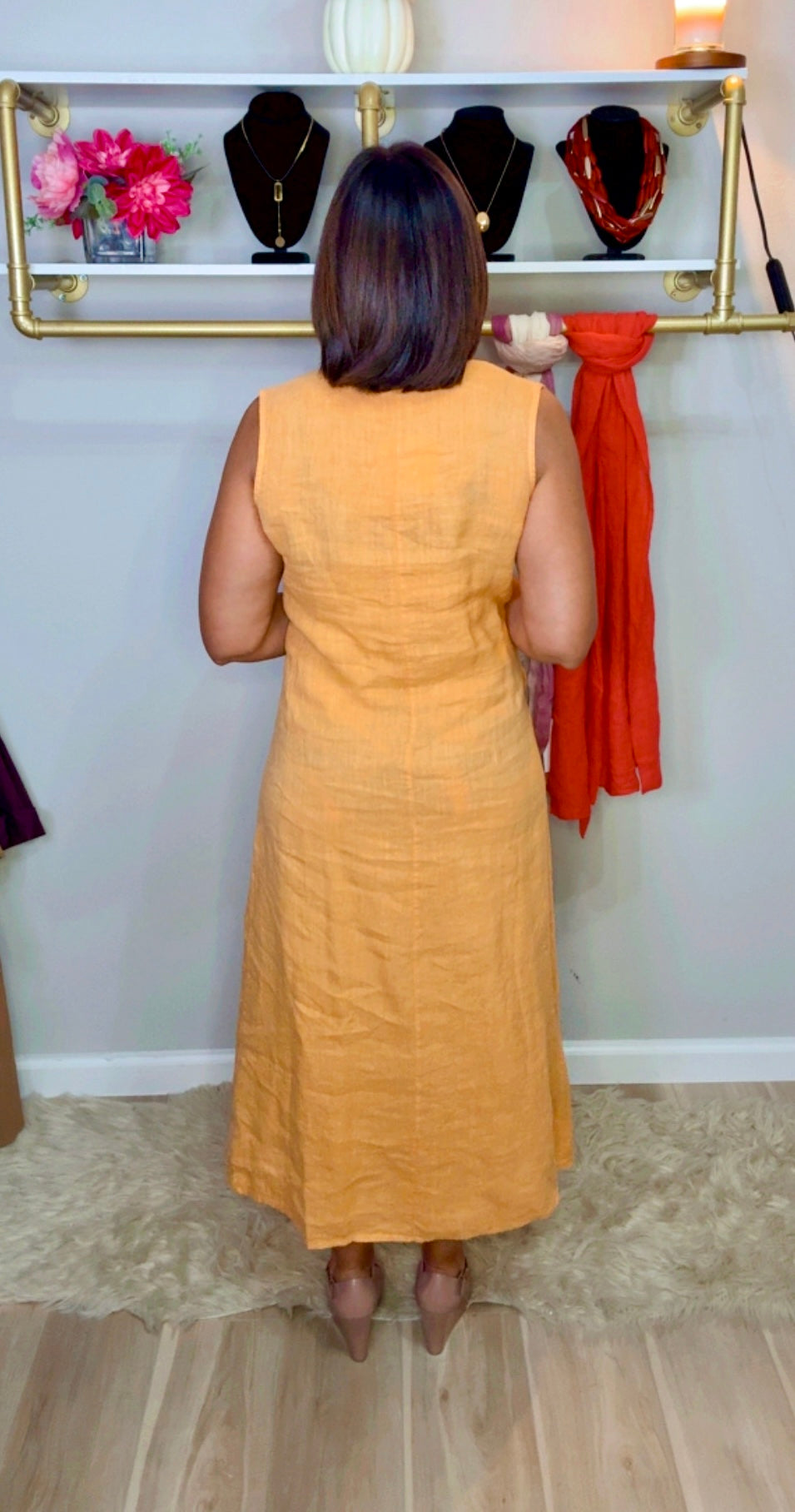 Italian Adjustable Linen Dress