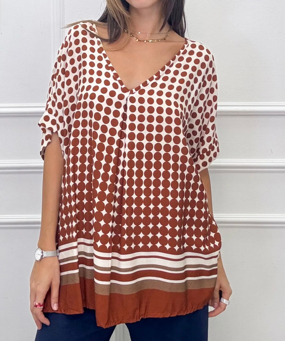 Italian Polka Dots Stamped blouse