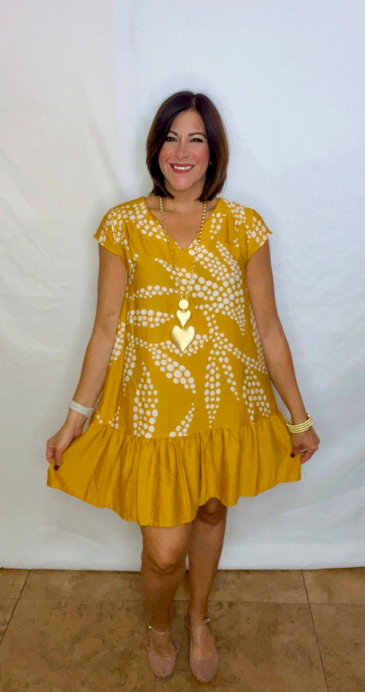 Italian Polka Dots Leaves Short Dress