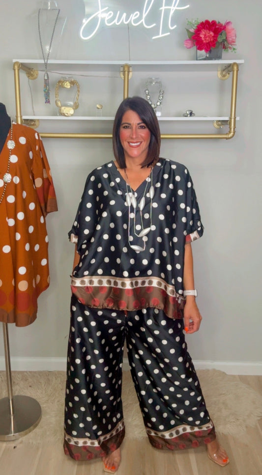 Italian Polka Dots Tunic Pant Set