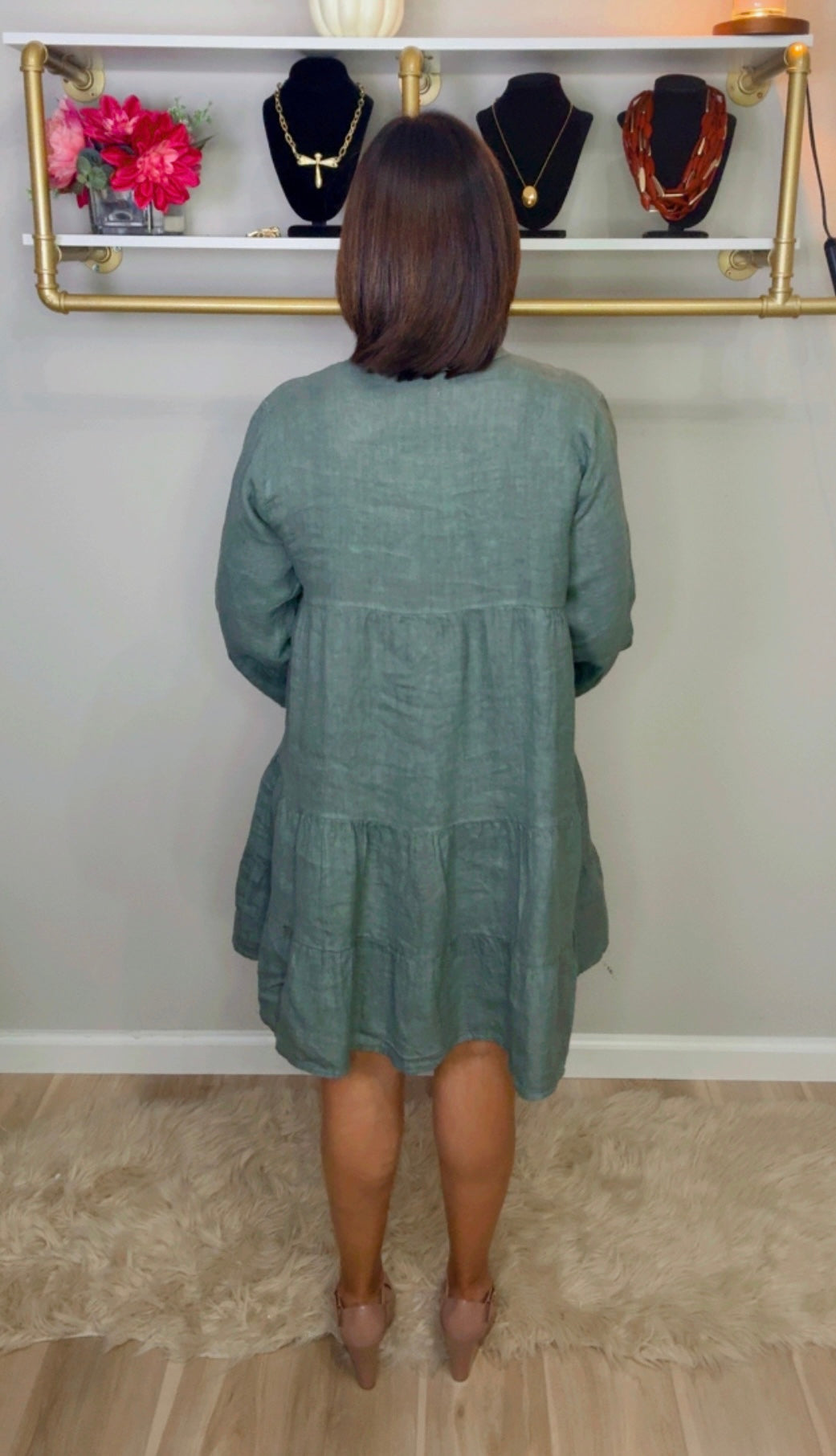Italian Short Flowy Linen Dress