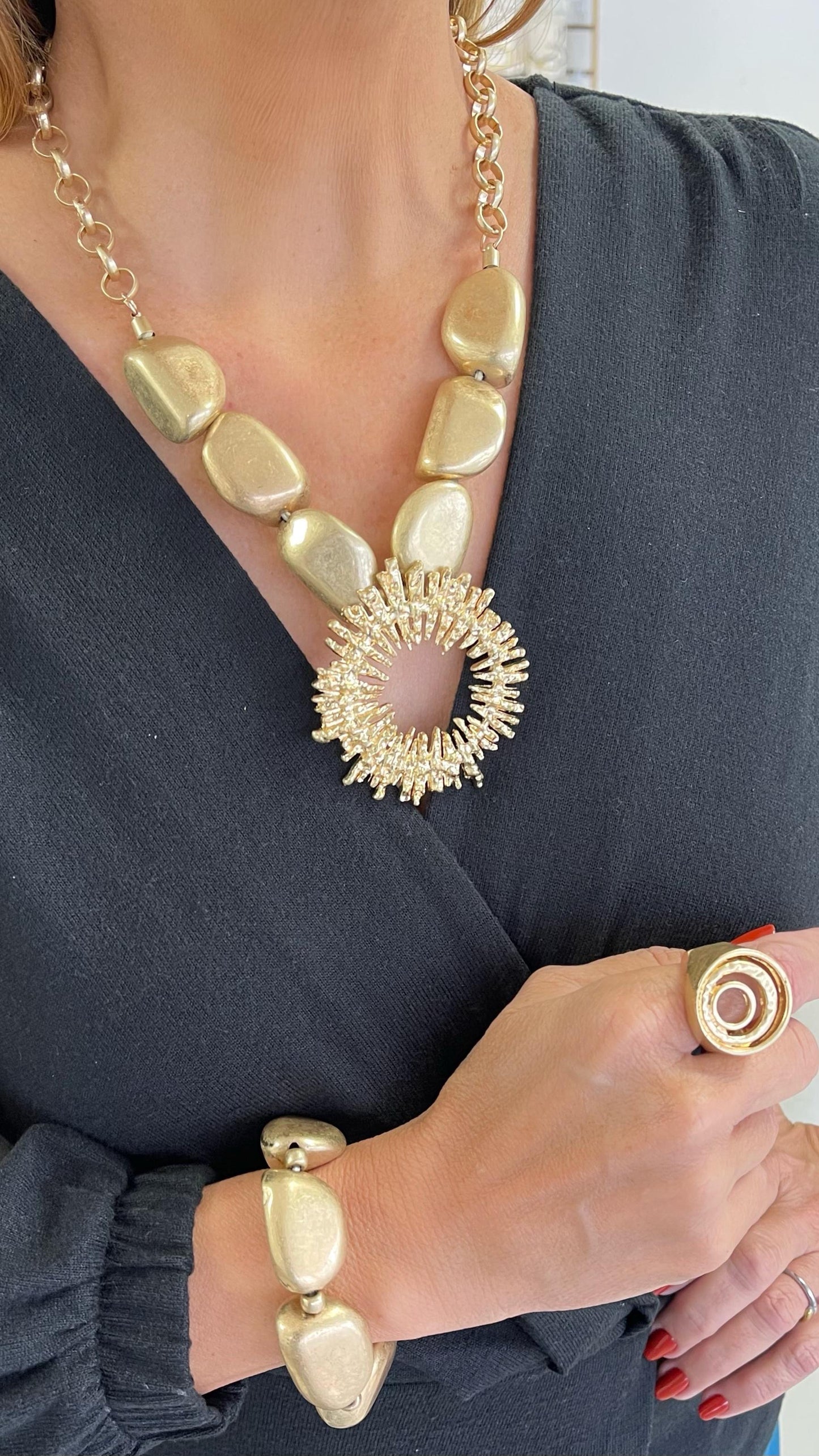Circle Necklace and Bracelet Set