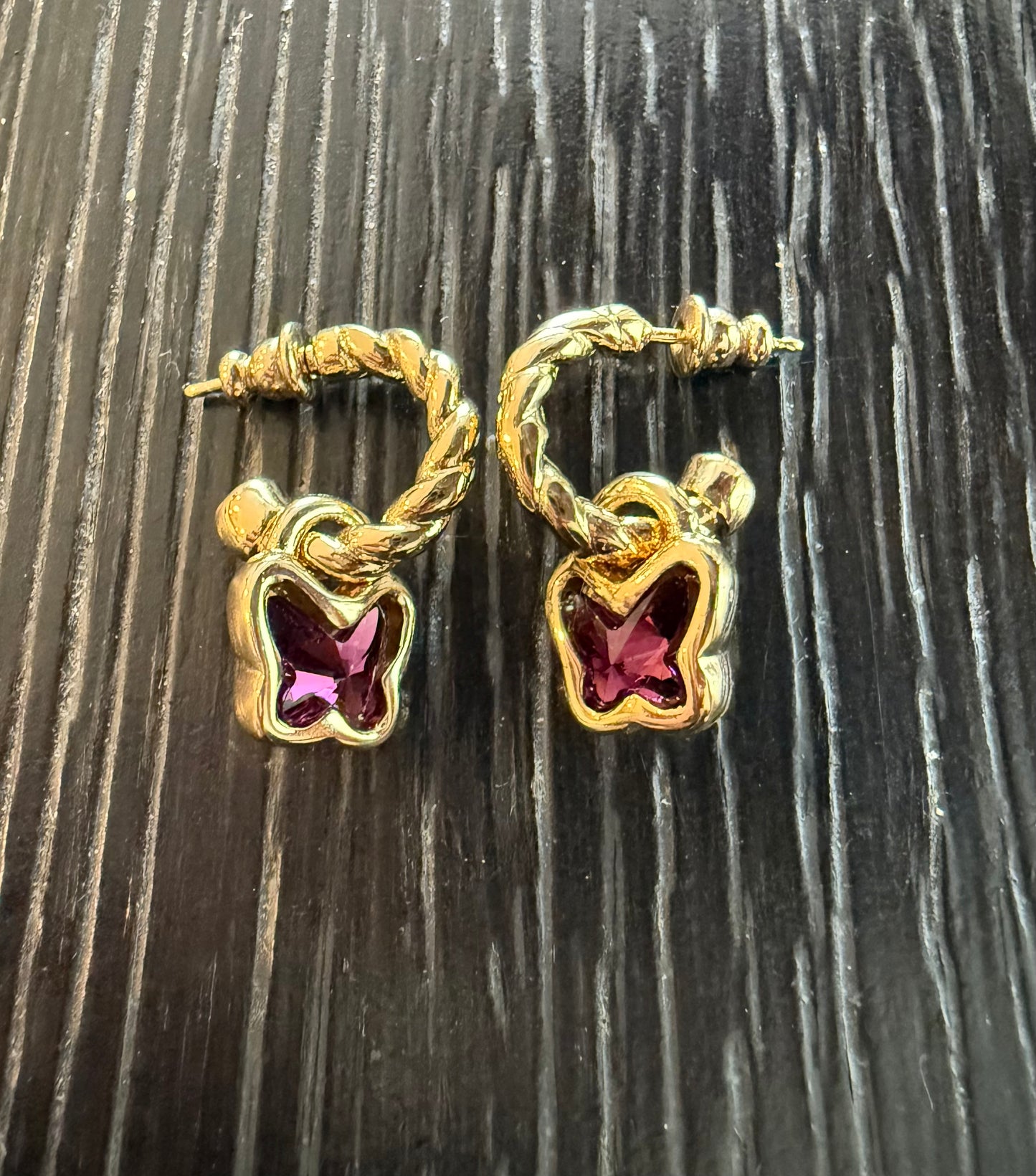 La Mala y La Fea Butterfly Earrings (amethyst Swarovski )