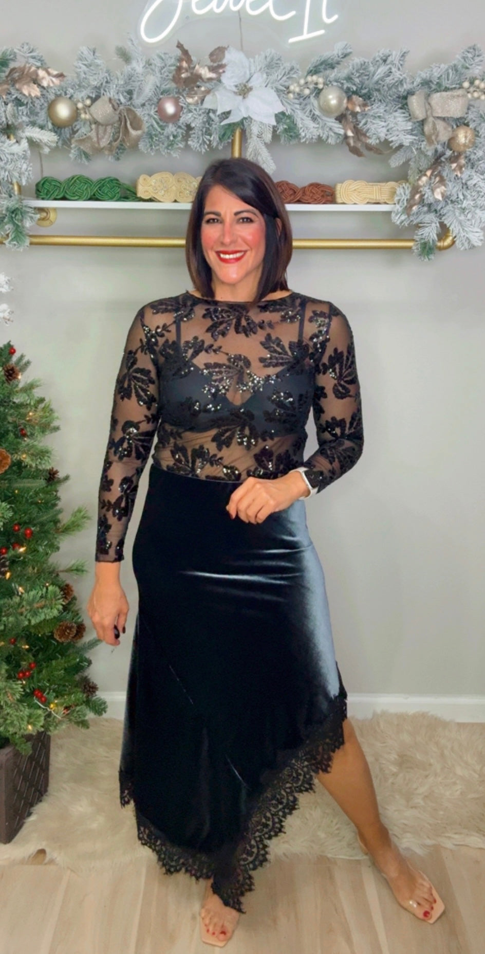 Italian Velvet Asymmetric Skirt