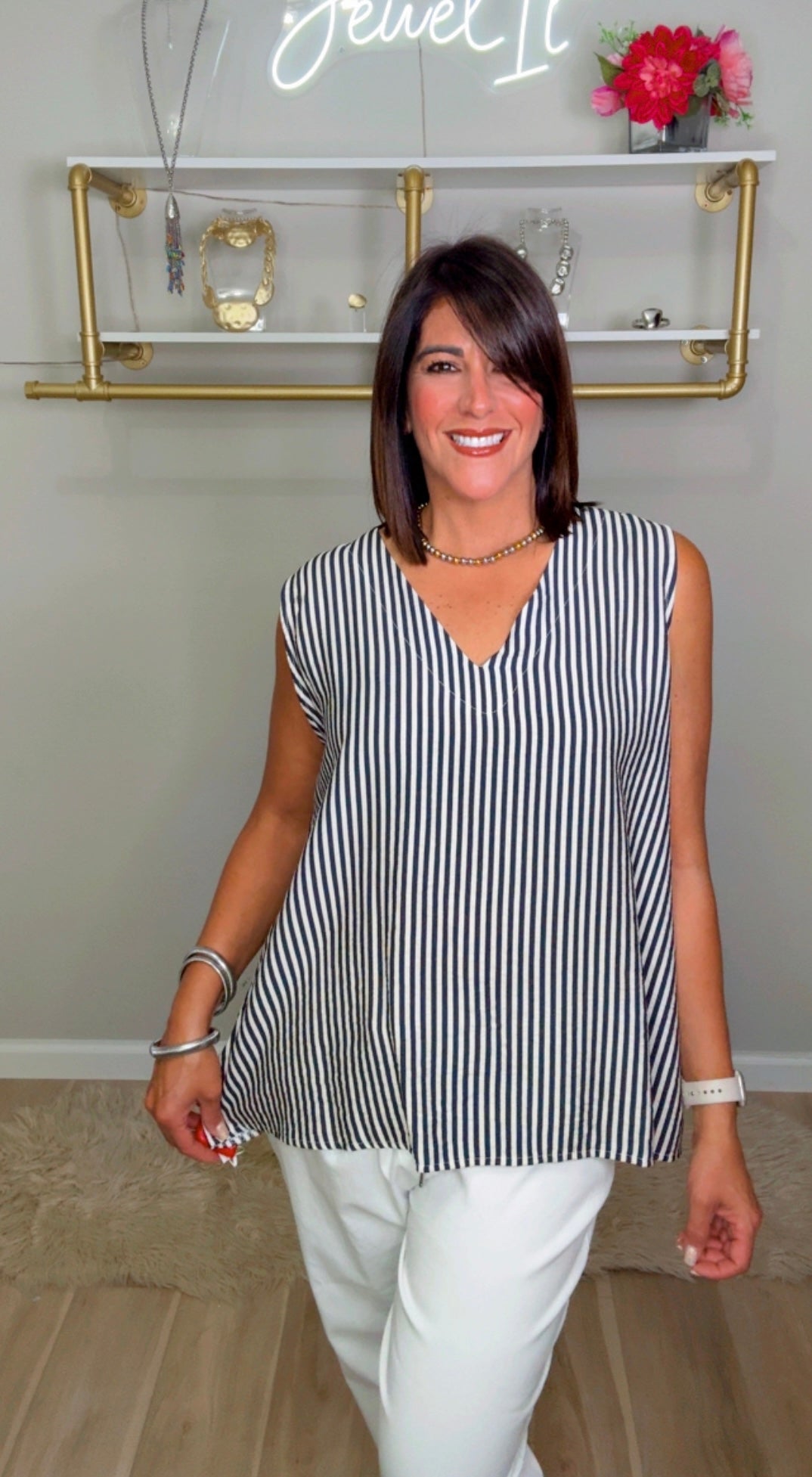Italian Stripes Flowy Blouse