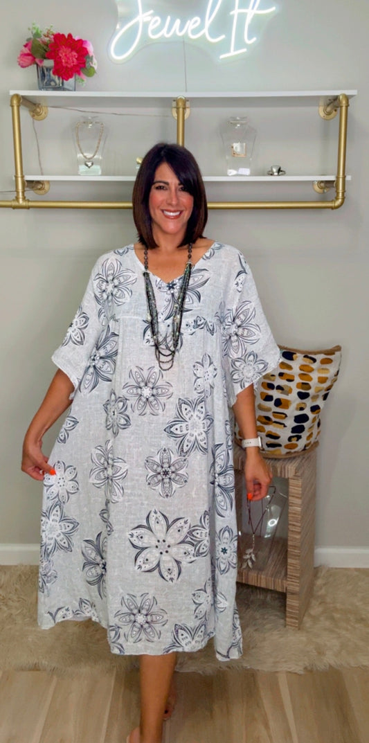 Italian Stamped Cotton Midi