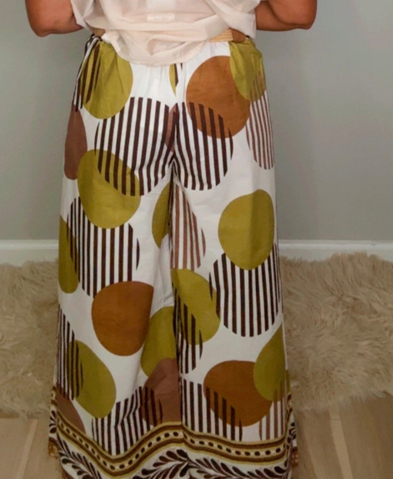 Italian Wide Leg Stamped Pants