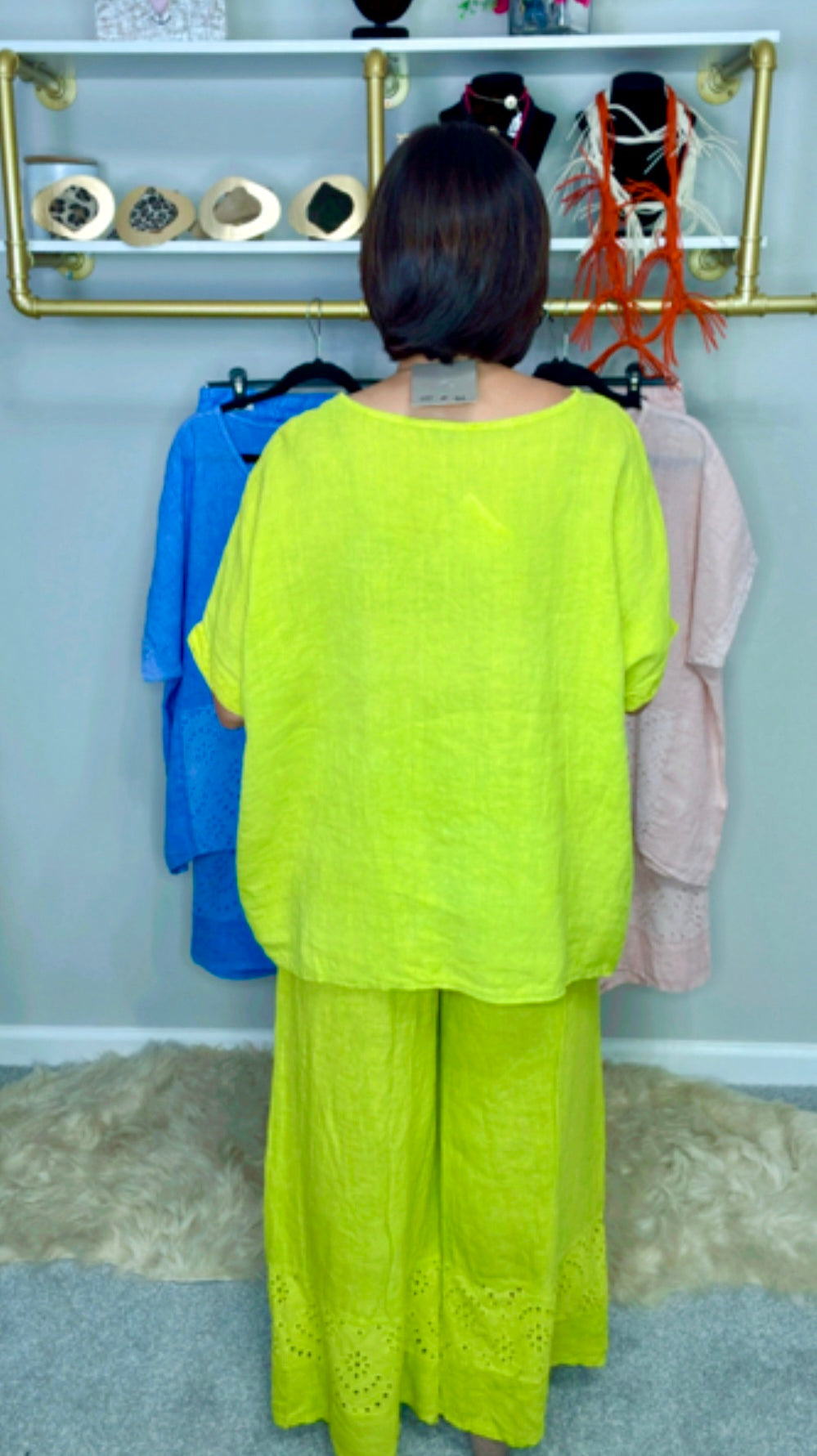 Italian Linen Eyelet Pant Set