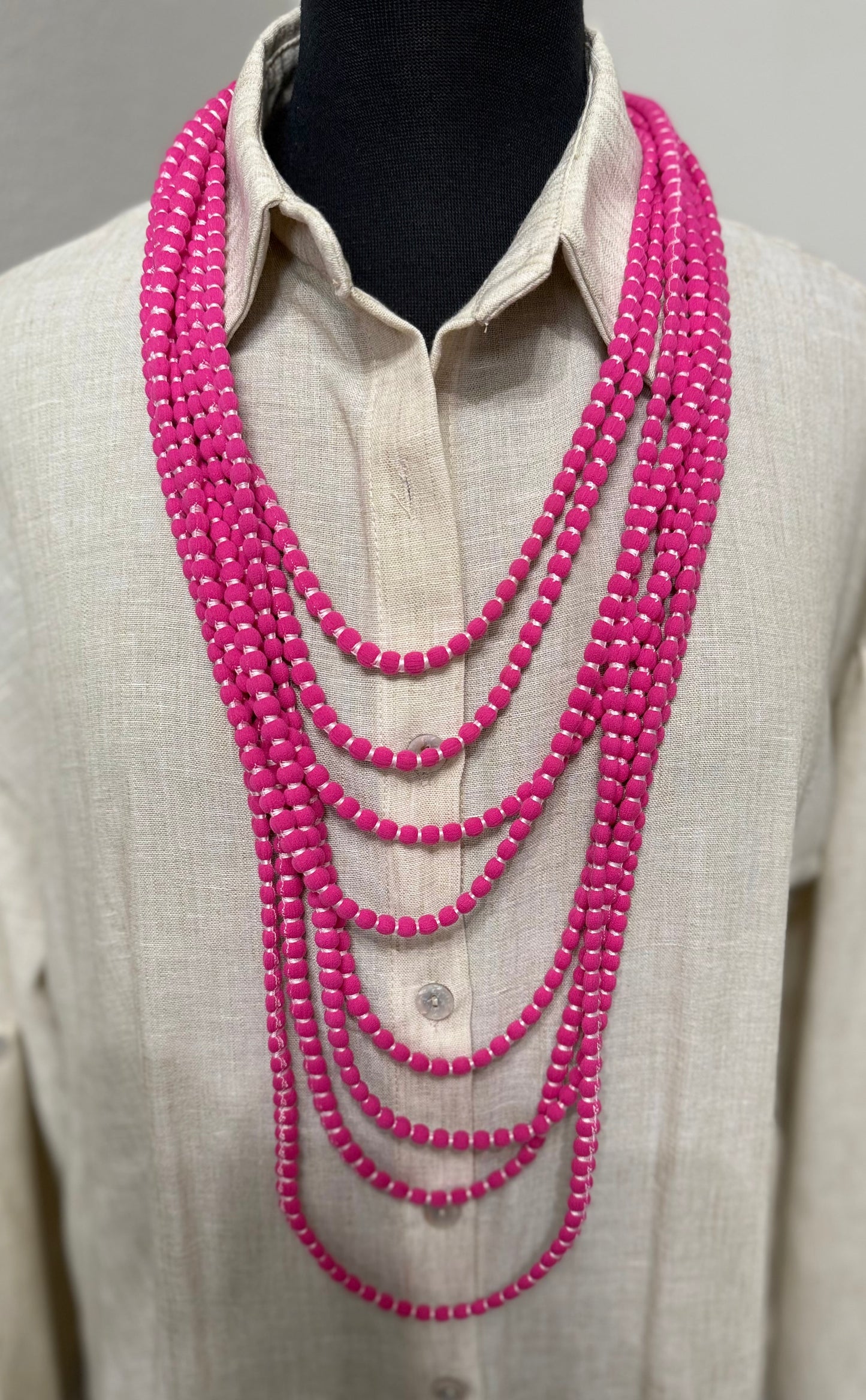 Fabric Multi Strand Necklace