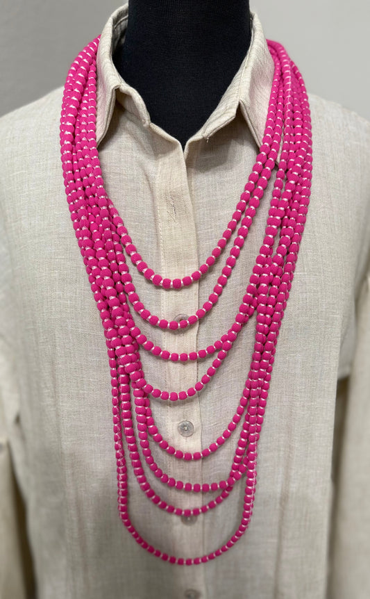 Fabric Multi Strand Necklace