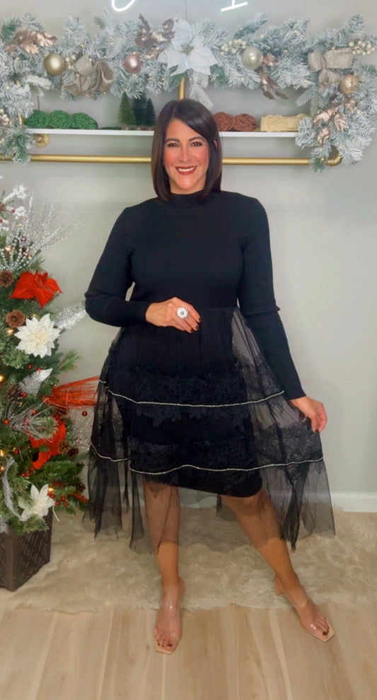 Italian Sweater/ Tull Skirt Dress