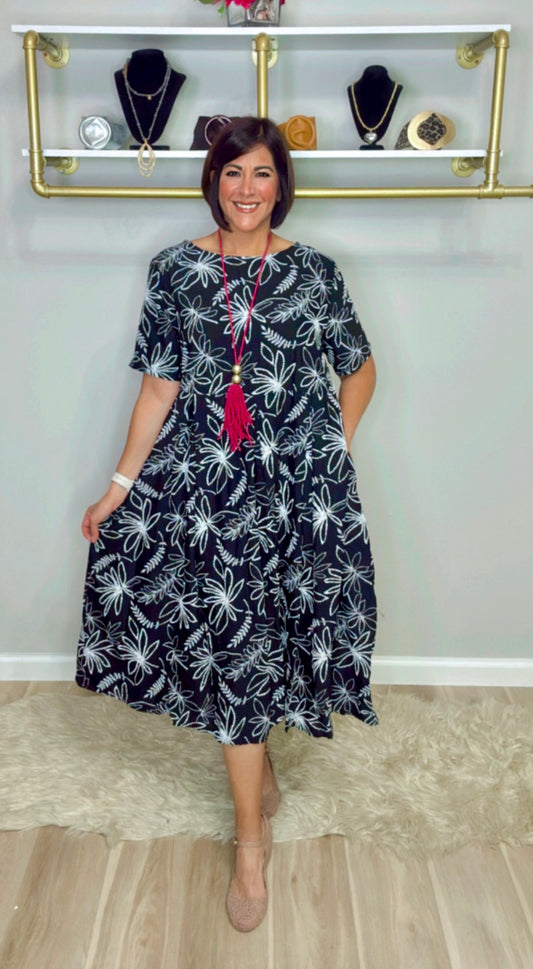 Italian Stamped Midi with Pockets
