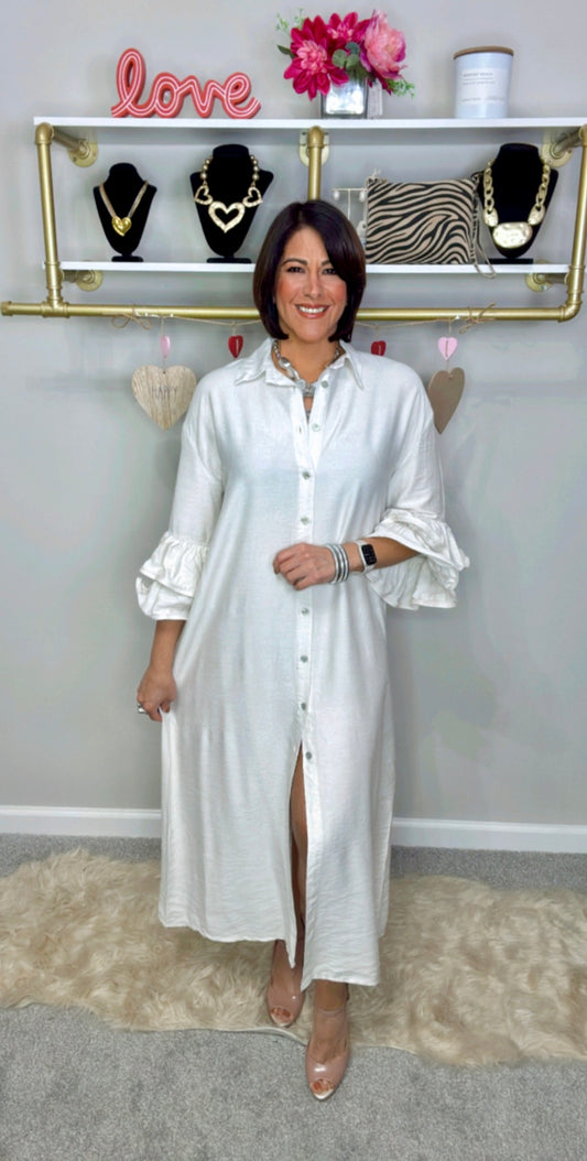 Italian Ruffle Sleeves Dress
