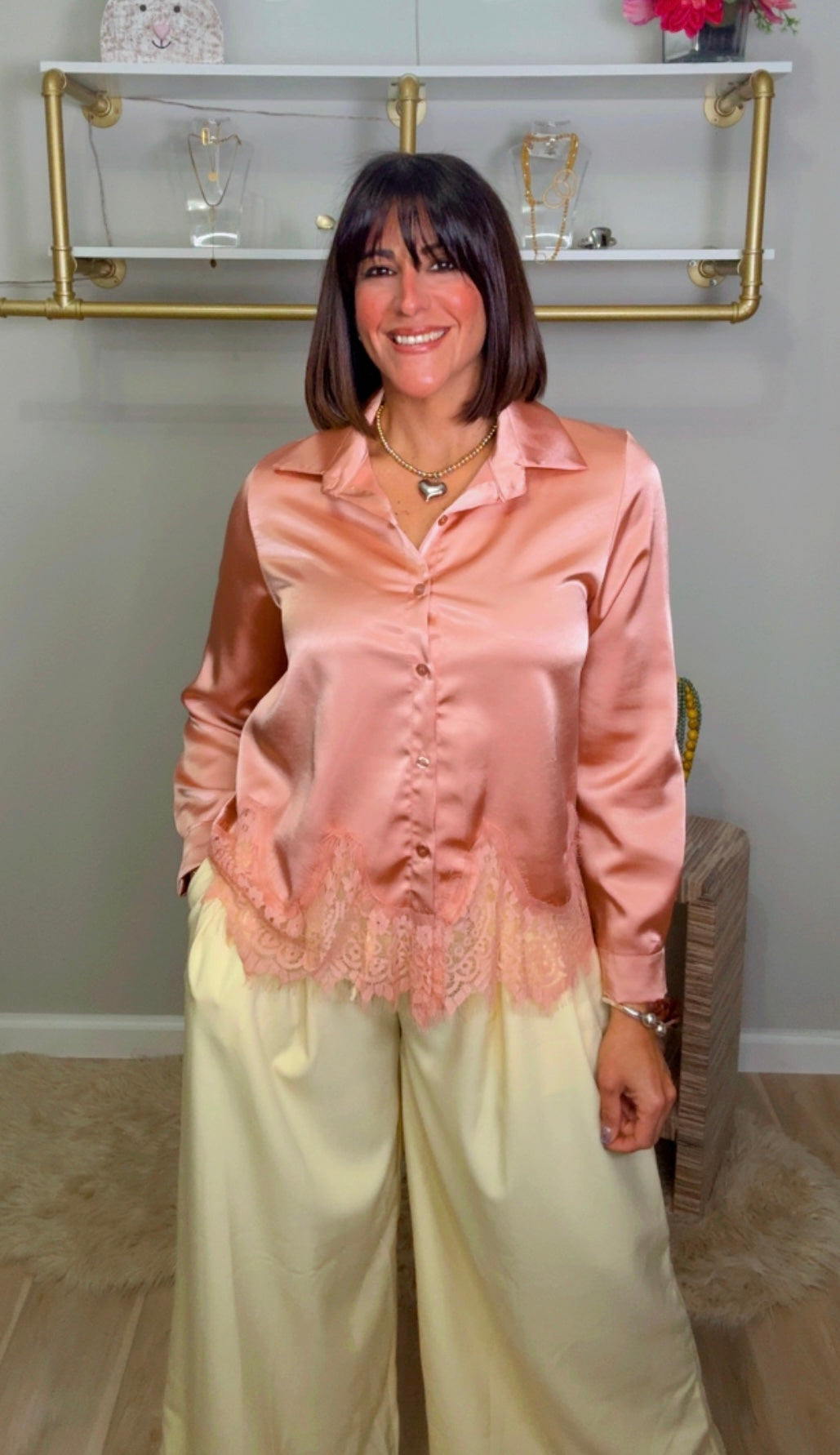 Italian Lace Hem Blouse