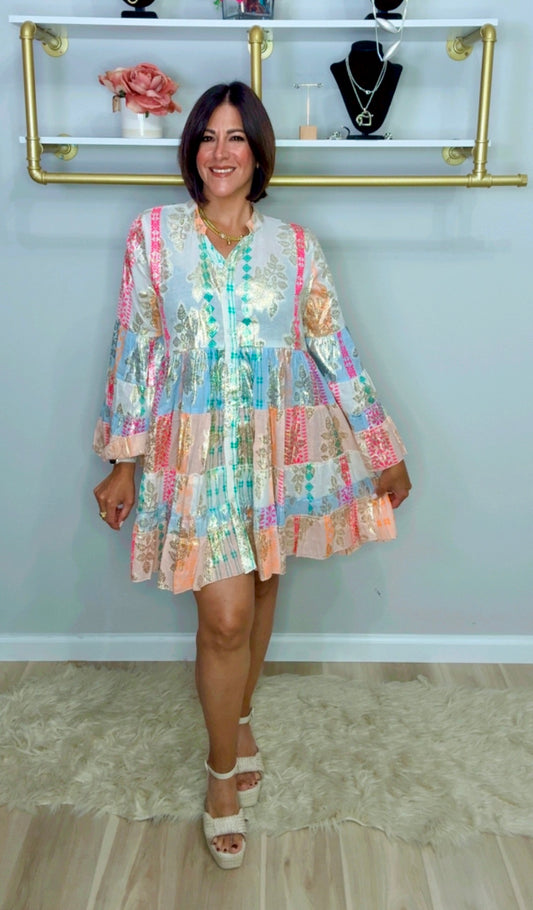 Italian Metallic Stamped Dress/Blouse