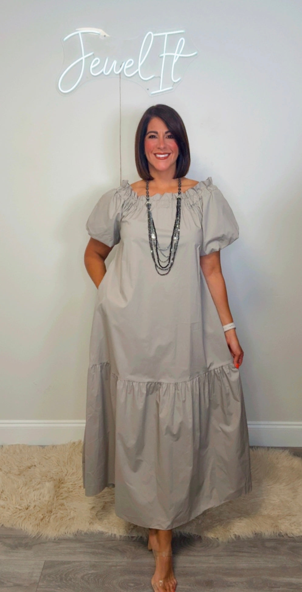Italian Off Shoulder Ruffle Maxi