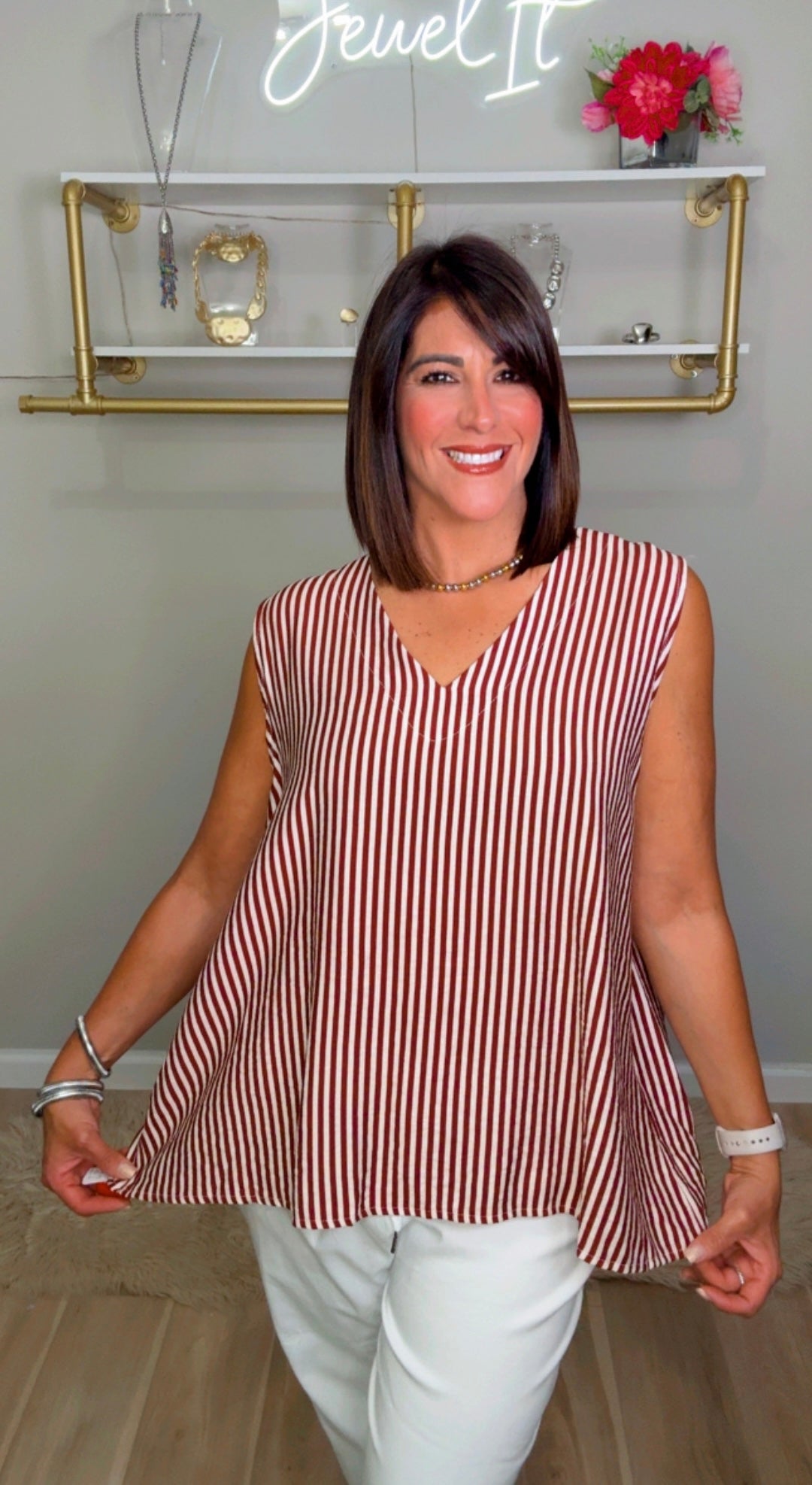 Italian Stripes Flowy Blouse