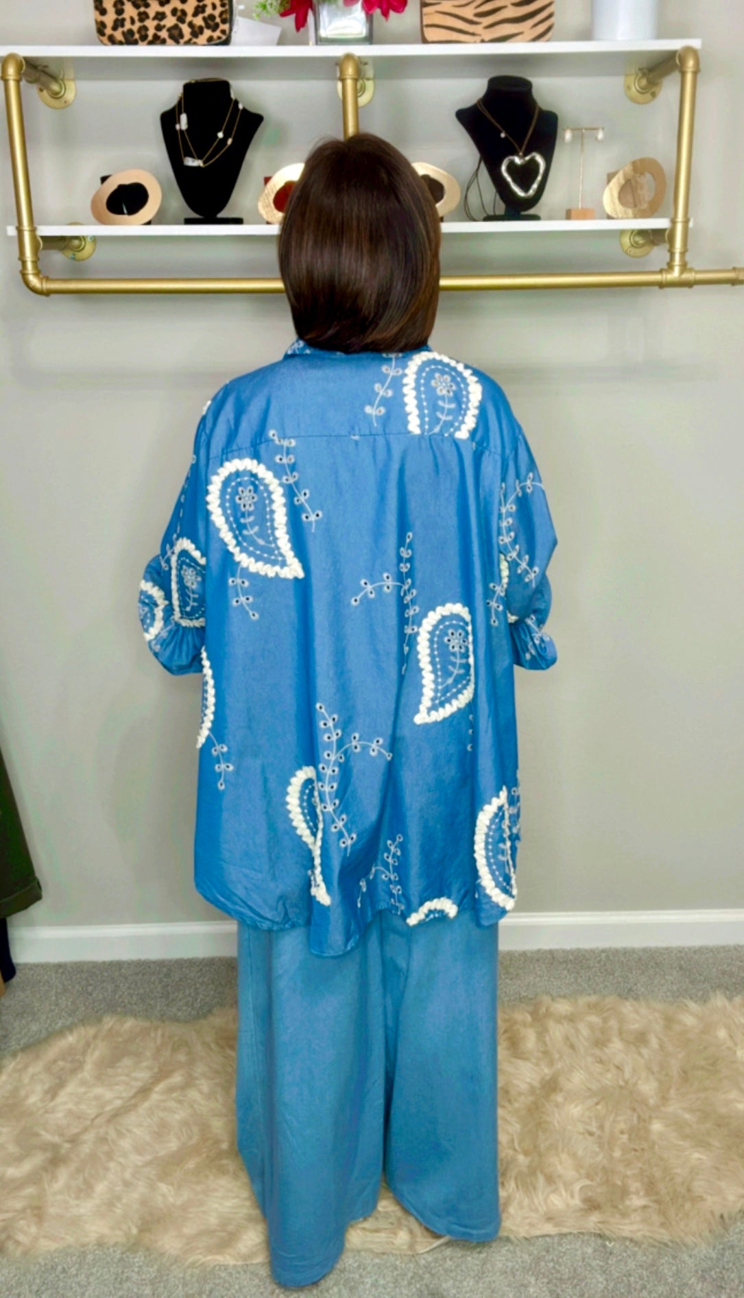 Italian Paisley Ruffled Sleeves Tunic