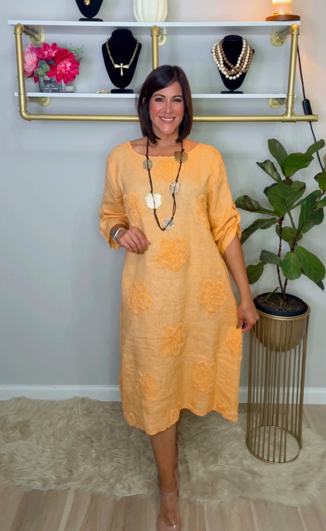 Italian Distressed Linen Dress