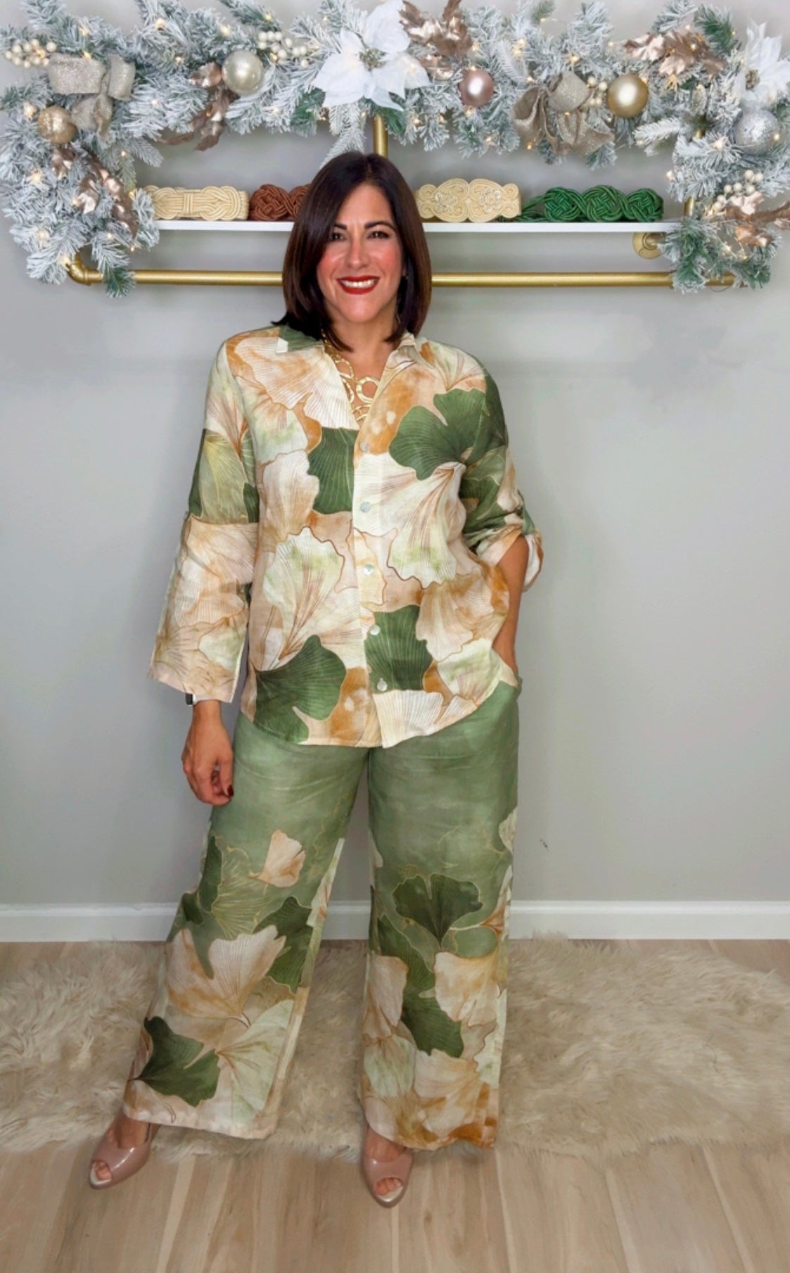 Italian Stamped Linen Pant Set