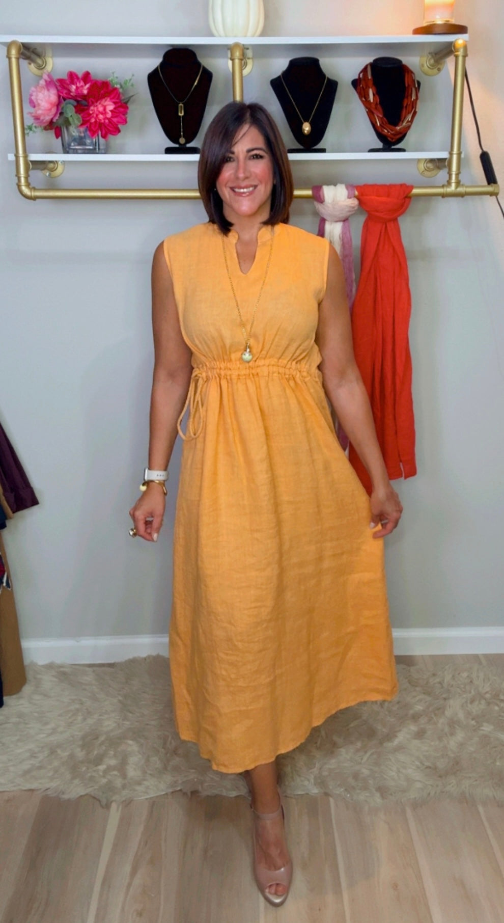Italian Adjustable Linen Dress