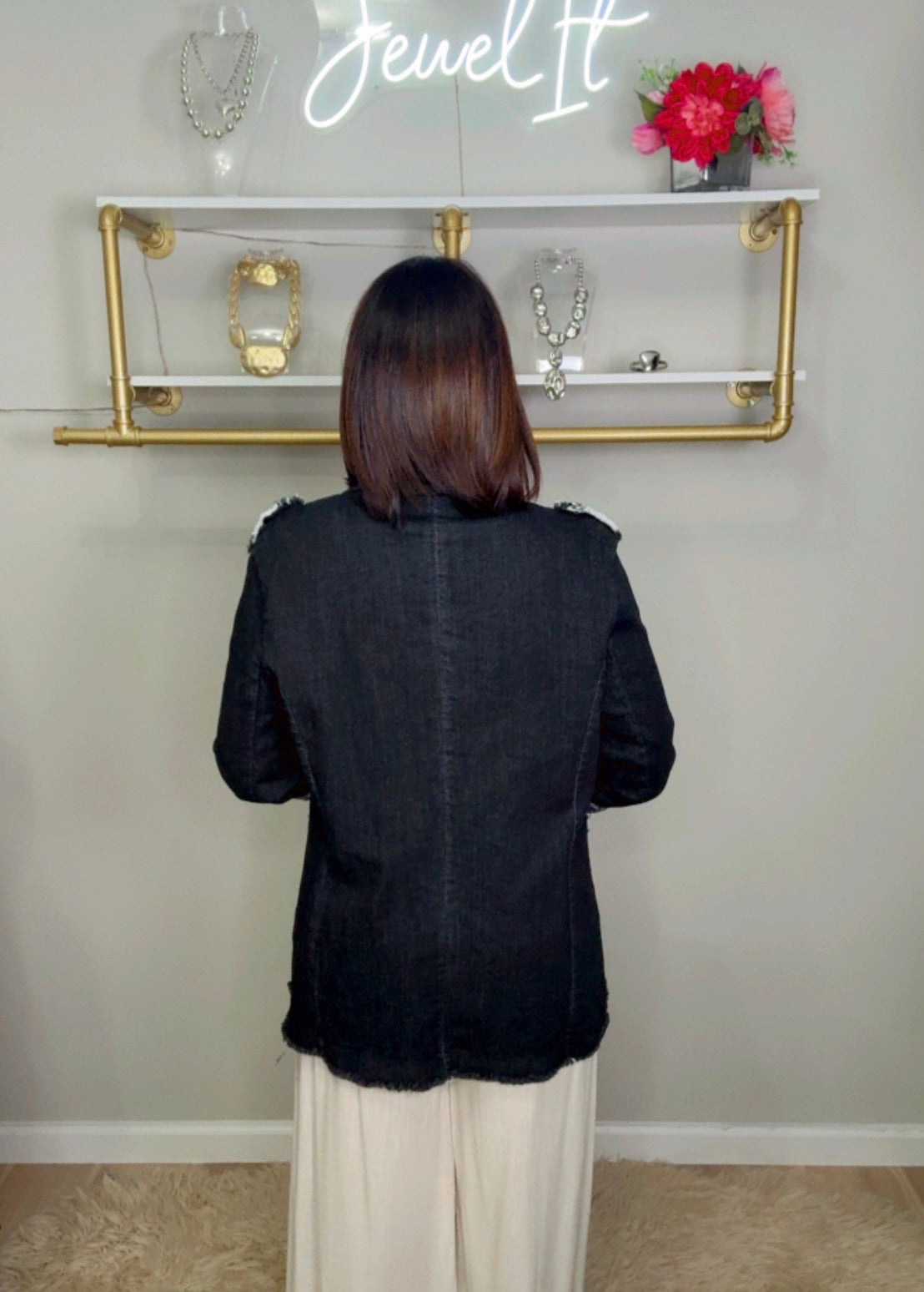 Italian Buttons Jean Jacket (black)