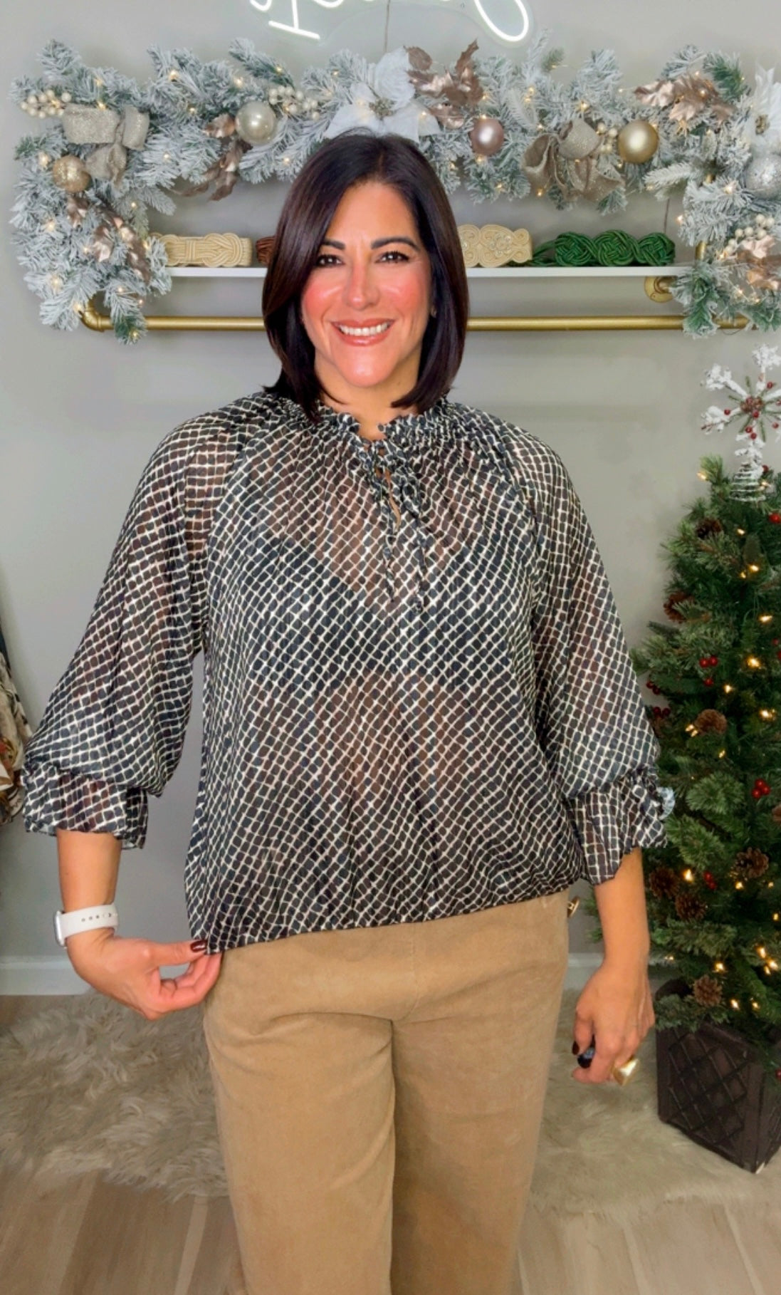 Italian Stretchy Neck Blouse