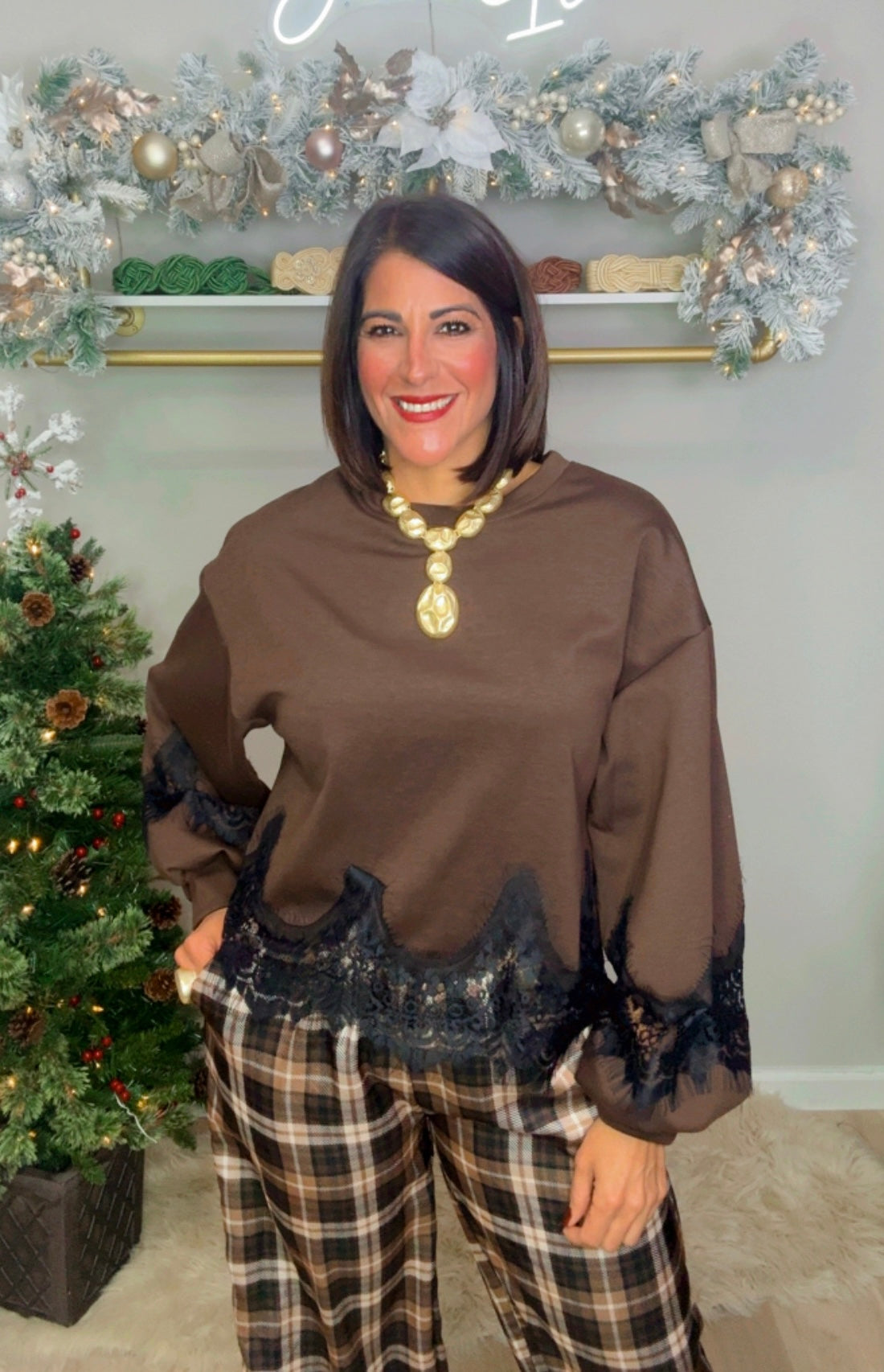 Italian Lace Hem Pullover