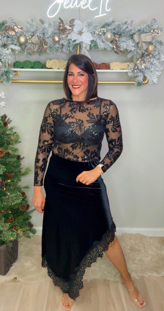 Italian Velvet Asymmetric Skirt