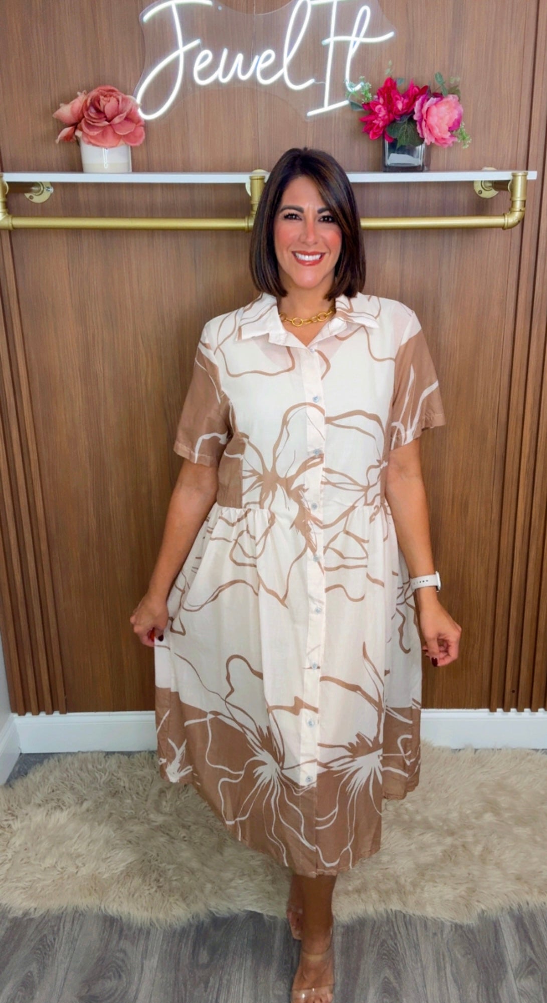 Italian Flower Stamped Midi